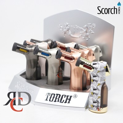 SCORCH TORCH 4T TURBO CIGAR PUNCH W/ SEE-THRU BUTANE ASST. DESIGN - STDS134 9CT/ DISPLAY